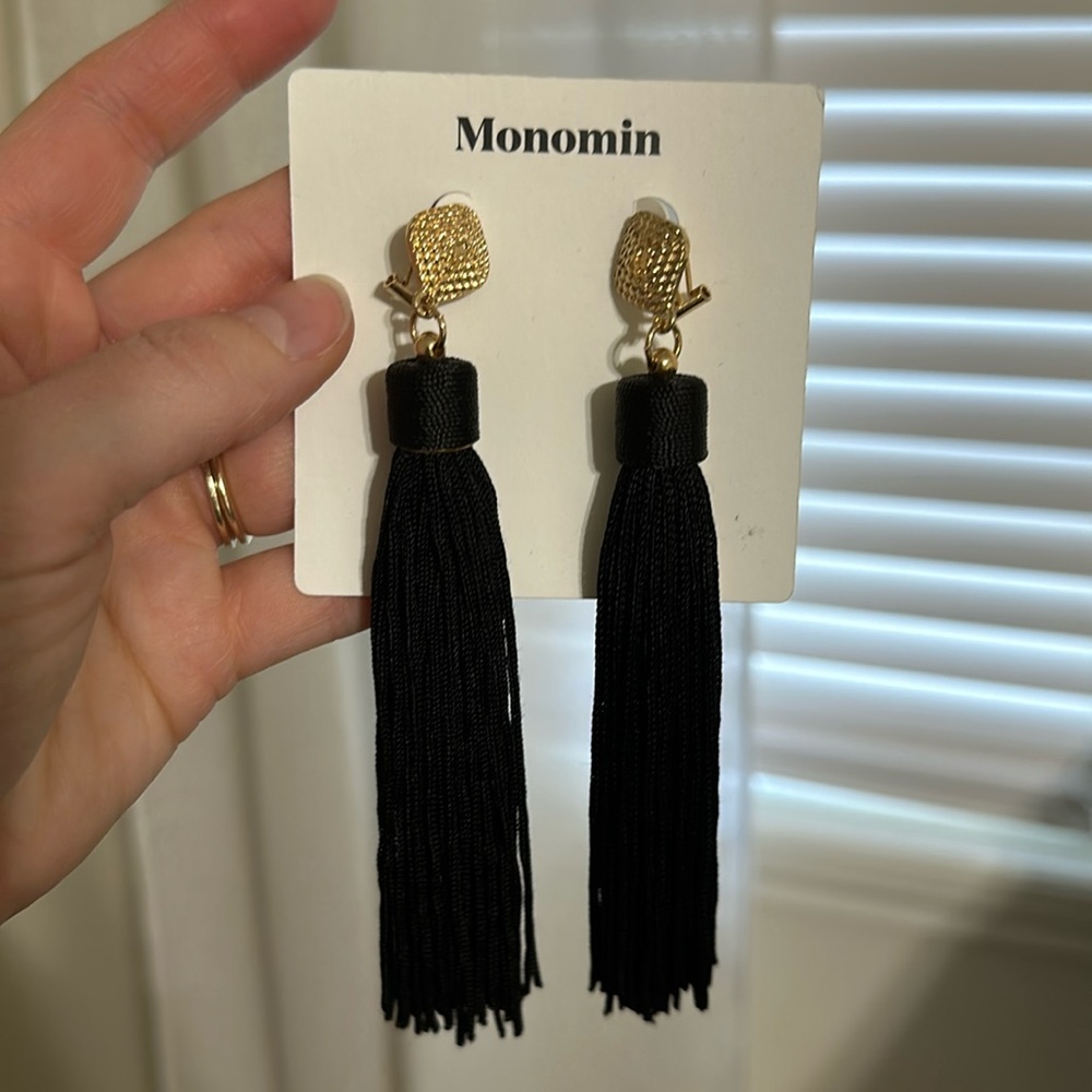 Black fringe earrings